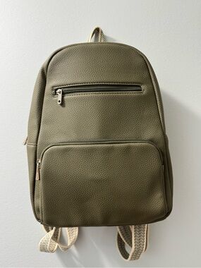 thirty-one Olive Green Faux Leather Backpack with Front Pocket